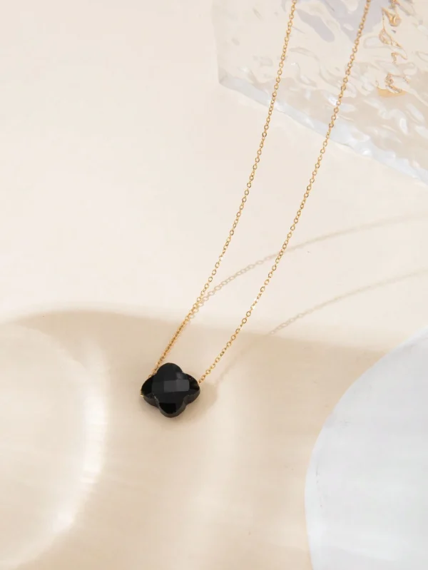 Un collier de chaîne en acier inoxydable de fleur – Image 4