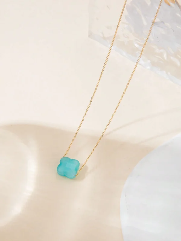Un collier de chaîne en acier inoxydable de fleur – Image 5