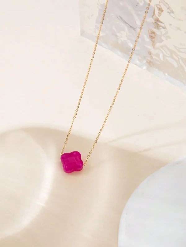 Un collier de chaîne en acier inoxydable de fleur – Image 7