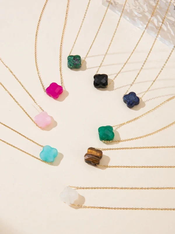 Un collier de chaîne en acier inoxydable de fleur – Image 2