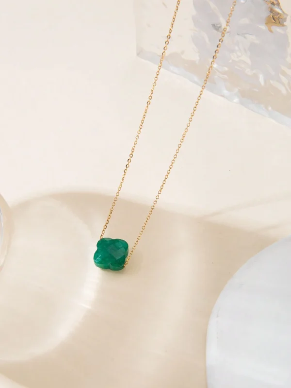 Un collier de chaîne en acier inoxydable de fleur – Image 16