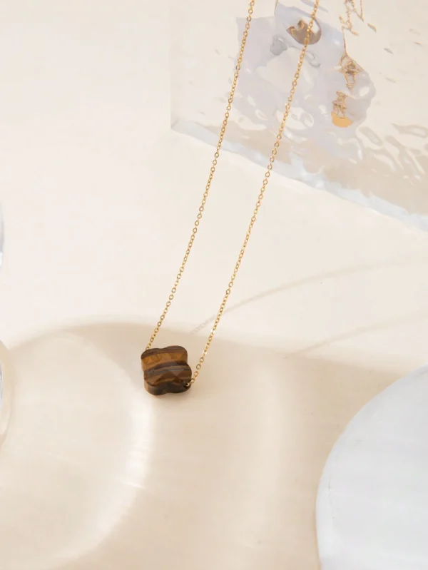 Un collier de chaîne en acier inoxydable de fleur – Image 20