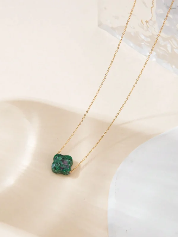 Un collier de chaîne en acier inoxydable de fleur – Image 21