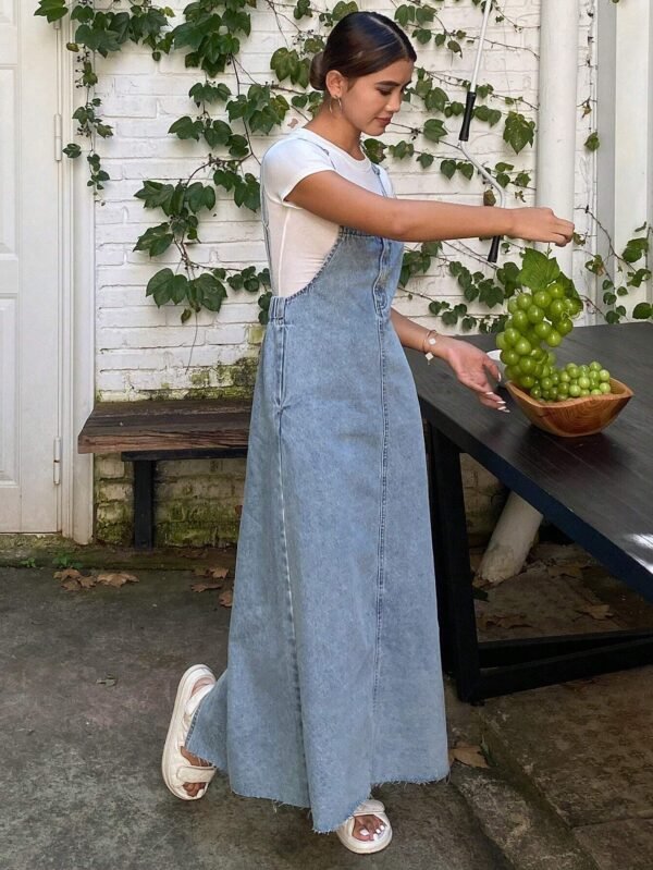 Livesso Robe longue en jean bretelles poches – Image 2