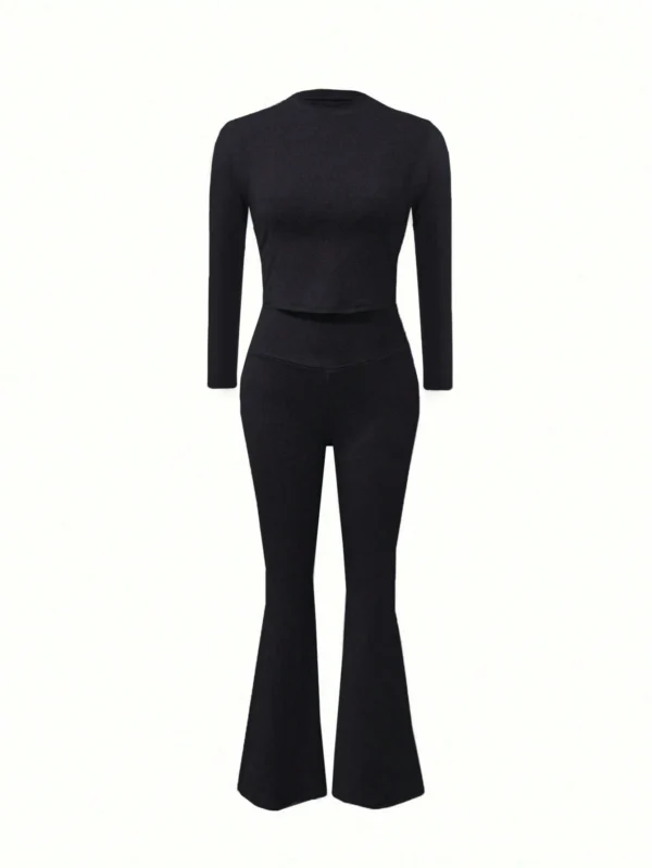 INAWLY EnsembleDécontractéT-shirt pantalon évasé – Image 3