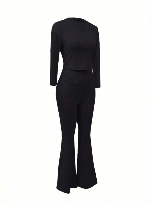 INAWLY EnsembleDécontractéT-shirt pantalon évasé – Image 4