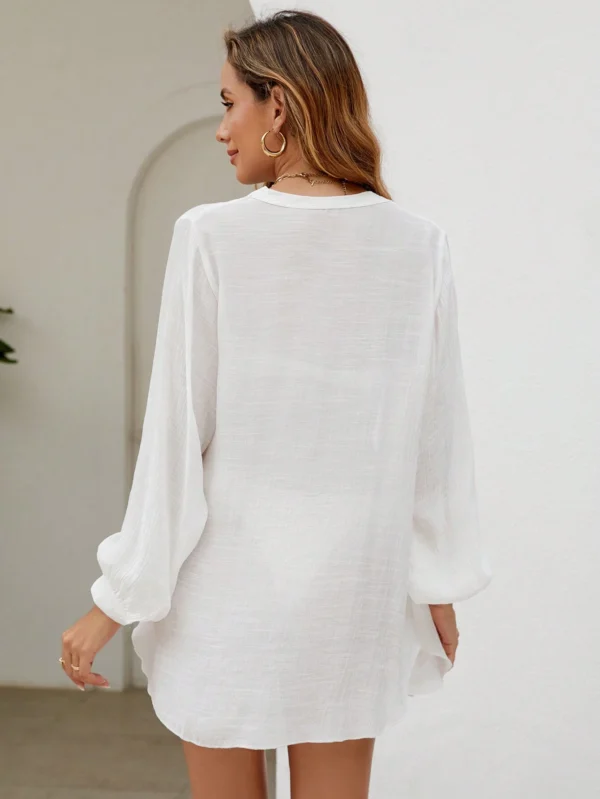 SHEIN Swim Kimono unicolore bouton – Image 2