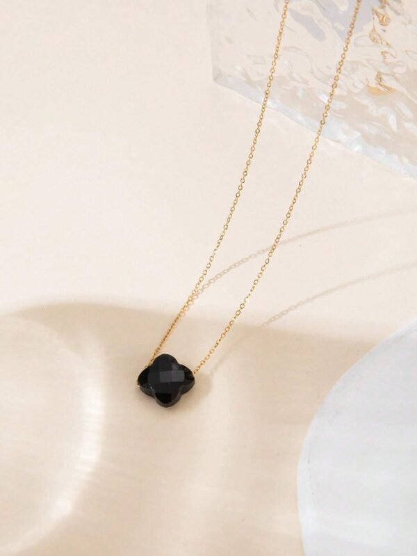Un collier de chaîne en acier inoxydable de fleur – Image 14