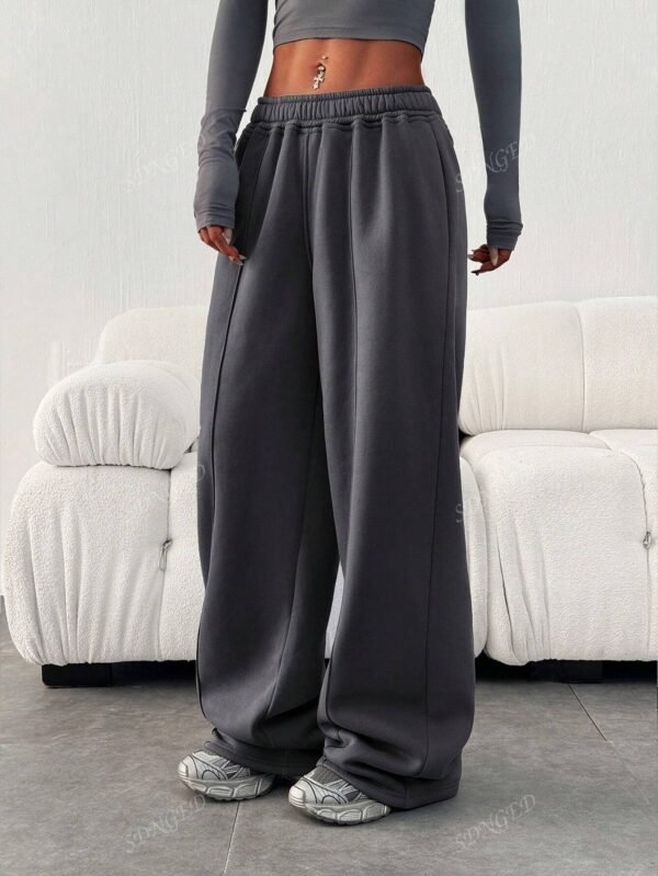 Pantalon ampleDécontracté unicolore élastique – Image 4