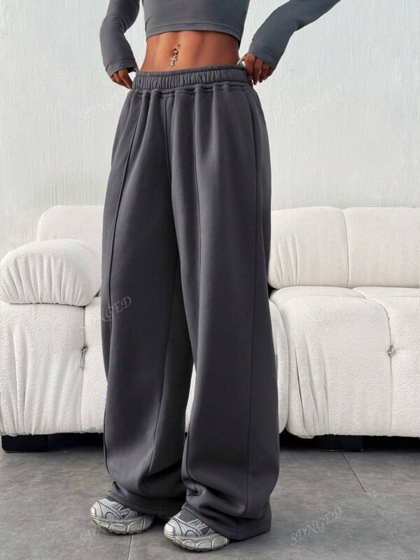 Pantalon ampleDécontracté unicolore élastique – Image 2