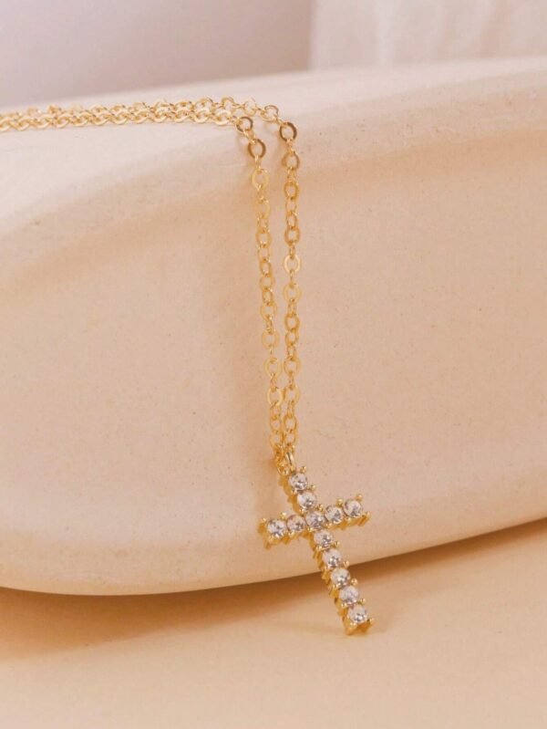 1 pièce Collier pendentif croix en zirconium – Image 5