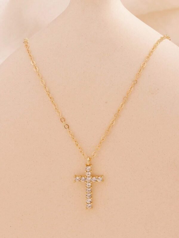 1 pièce Collier pendentif croix en zirconium – Image 3