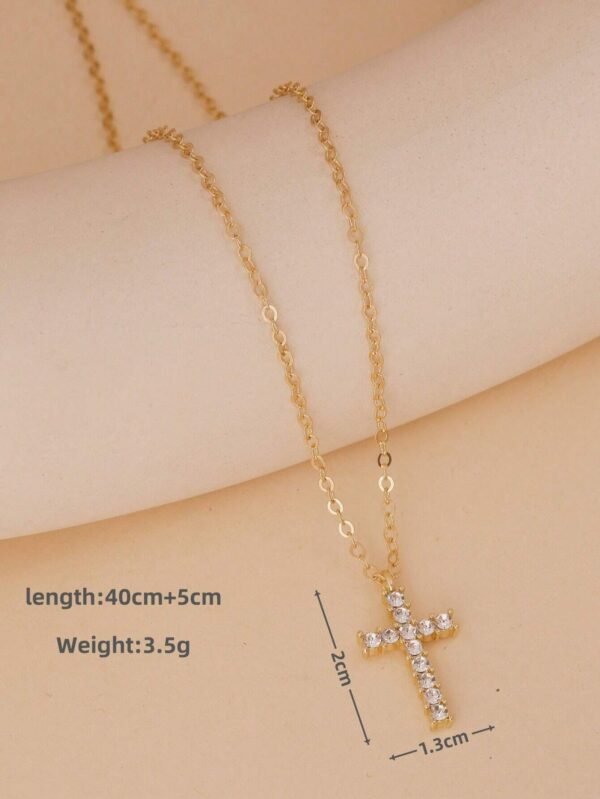1 pièce Collier pendentif croix en zirconium – Image 6
