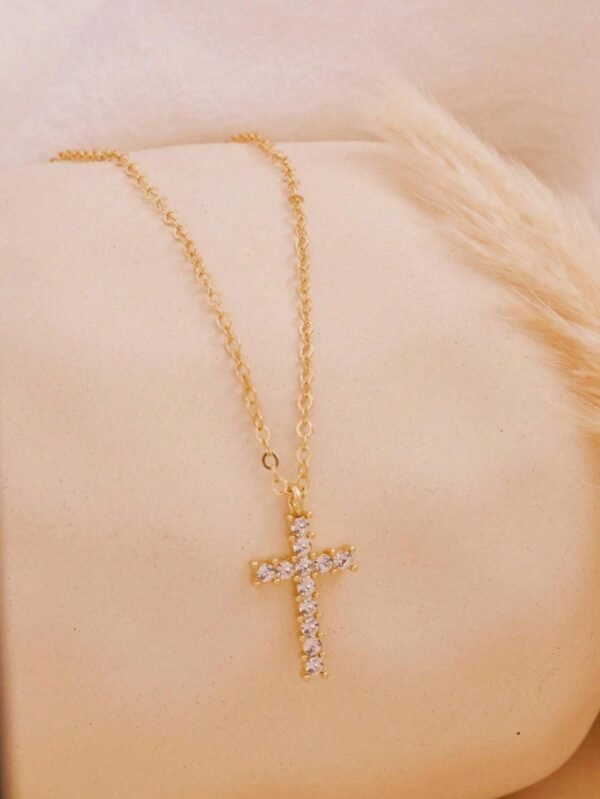 1 pièce Collier pendentif croix en zirconium – Image 9
