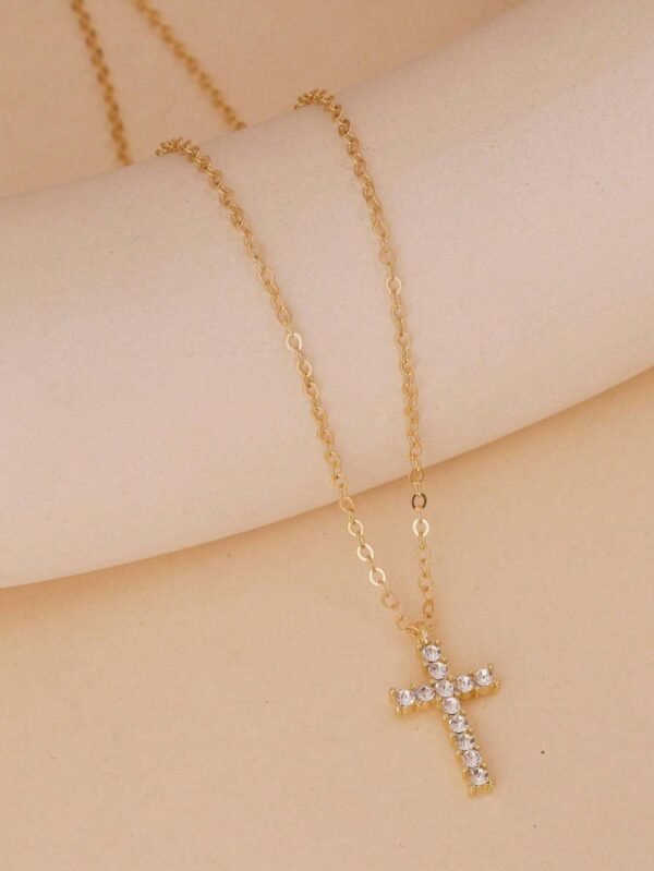 1 pièce Collier pendentif croix en zirconium – Image 10