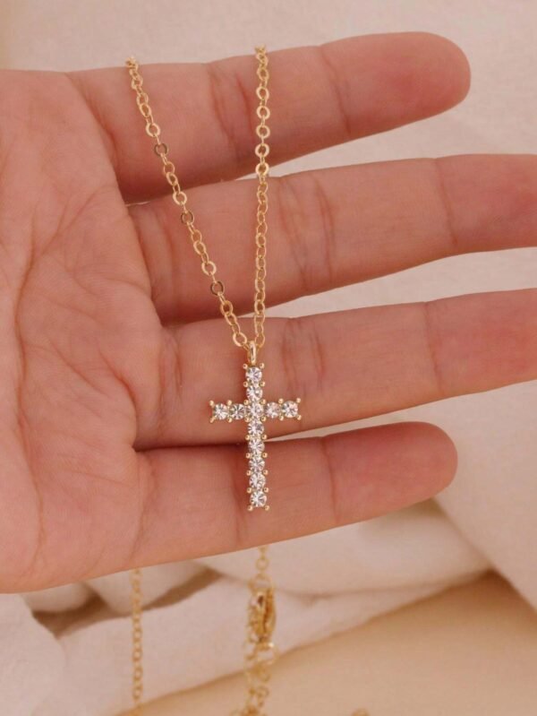 1 pièce Collier pendentif croix en zirconium – Image 13