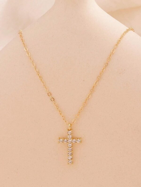 1 pièce Collier pendentif croix en zirconium – Image 8
