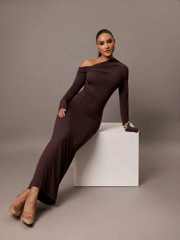 Silquee Robe en tricot côtelé à col montant – Image 3