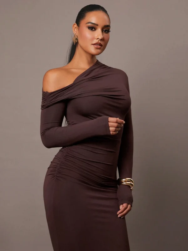 Silquee Robe en tricot côtelé à col montant – Image 6