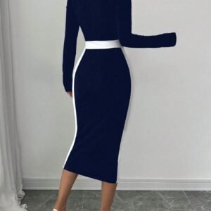 Elenzga Robe longue moulante sexy avec col carré