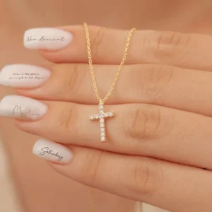 1 pièce Collier pendentif croix en zirconium