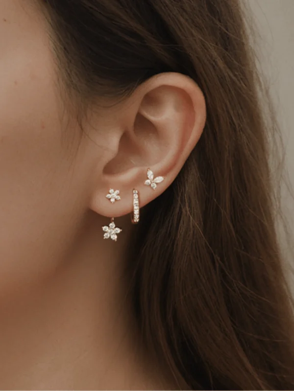 Ensemble de 3 pièces de boucles d'oreilles cubique – Image 15