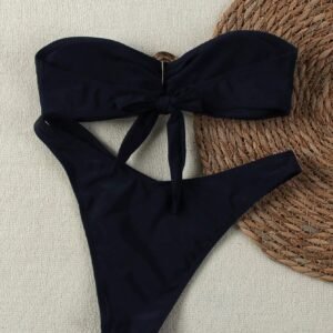 Bikini bandeau couleur unie sexy
