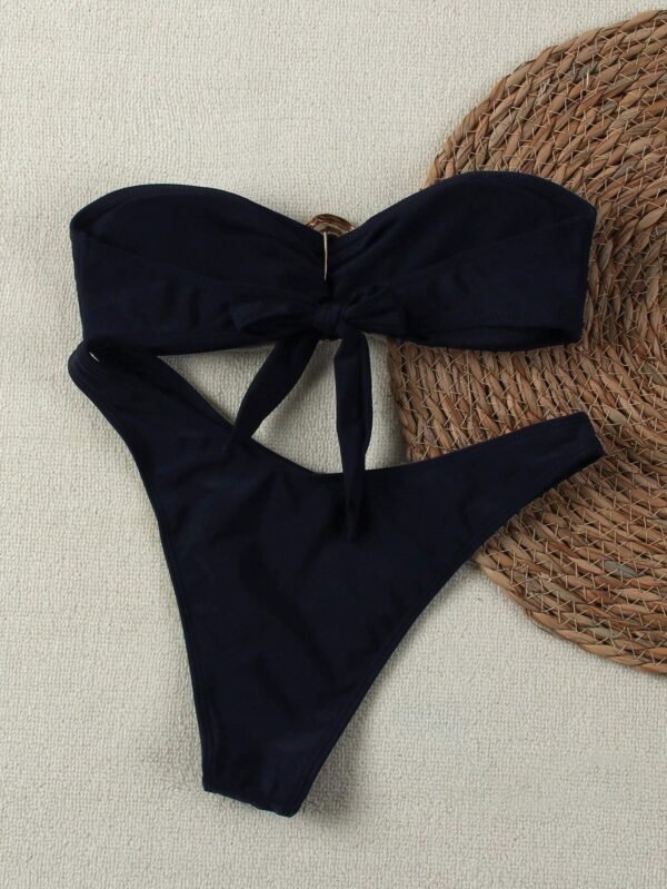 Bikini bandeau couleur unie sexy – Image 2