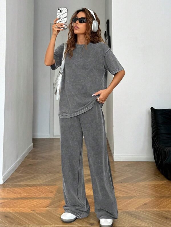 SHEIN EZwear Ensemble pantalon casualDélavé – Image 3