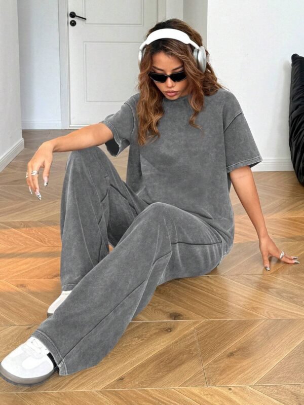 SHEIN EZwear Ensemble pantalon casualDélavé – Image 4