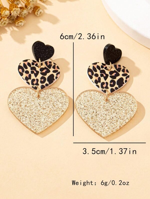 1 paire de boucles d'oreilles pendantes en forme de cœur – Image 8