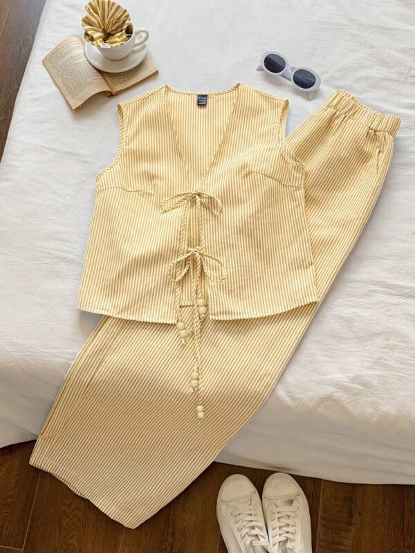 Comfortcana Ensemble blouse nœud pantalon large