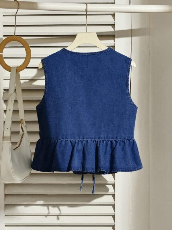 SHEIN EZwear Veste jeanDécontractée nœud – Image 2