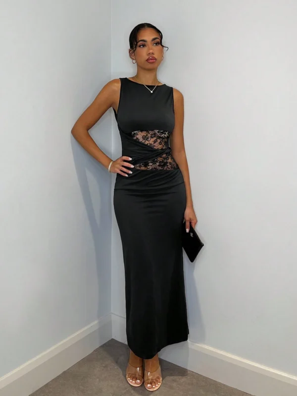 SHEIN BAE Robe longue en dentelle – Image 4
