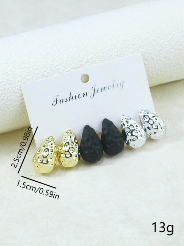 Ensemble de 6 clips d'oreille larges goutte de larme – Image 9
