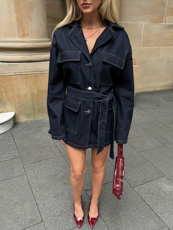 Forever 21 Veste en jean noire bleue – Image 6