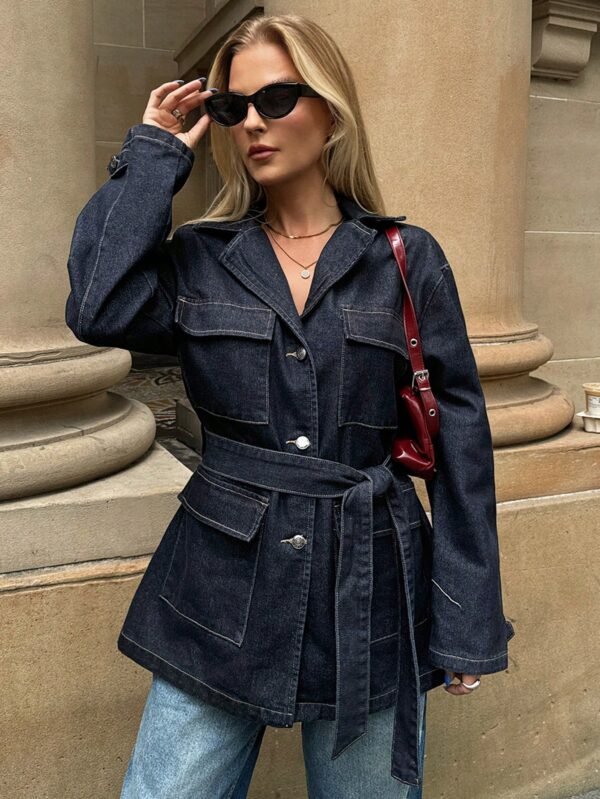 Forever 21 Veste en jean noire bleue – Image 4