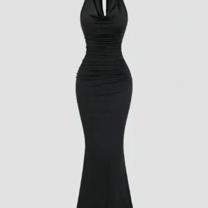 Sweetra Robe femme moulante à encolure drapée