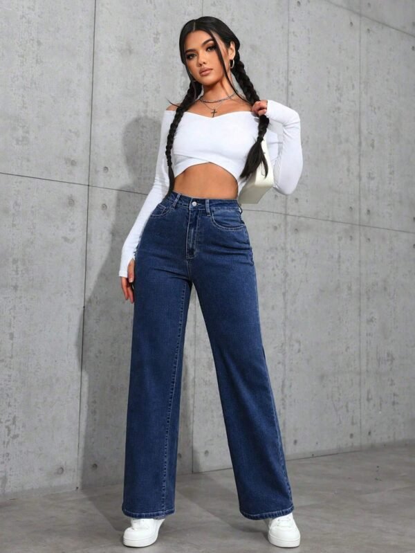 Jeanoix Jeans en jeanDélavé àTaille haute – Image 4