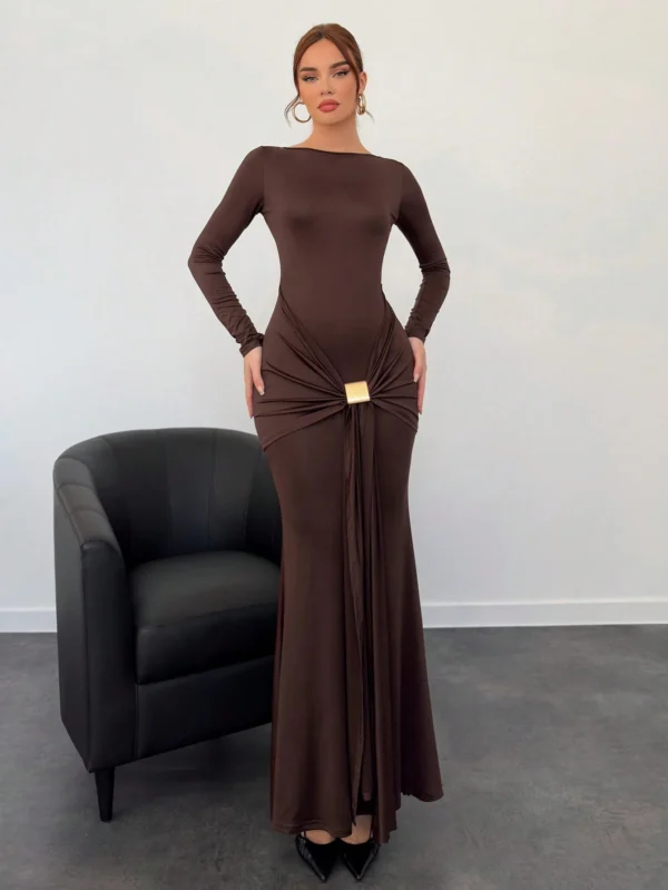 Aloruh Nouvelle arrivée automne/hiver Robe femme en marron