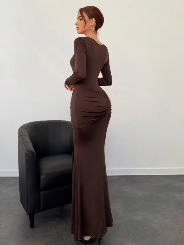 Aloruh Nouvelle arrivée automne/hiver Robe femme en marron – Image 2
