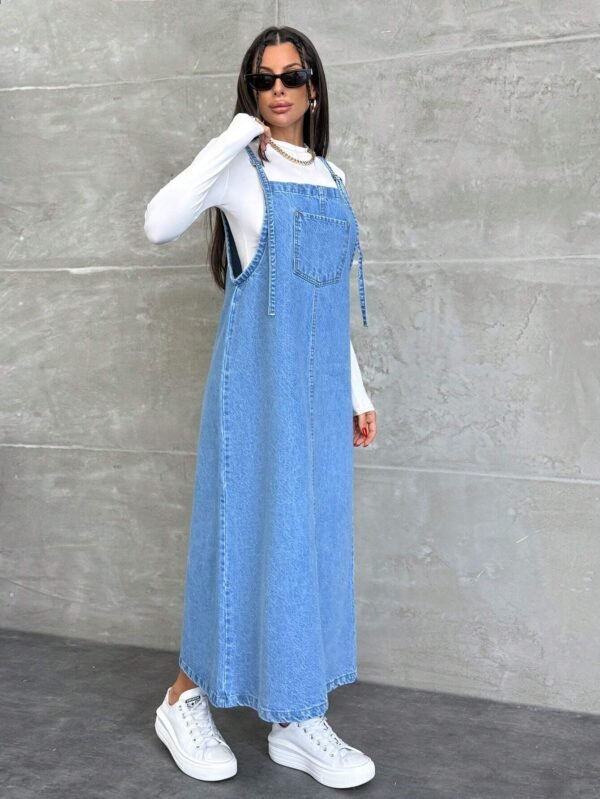 SHEIN Robe en jean longue poches