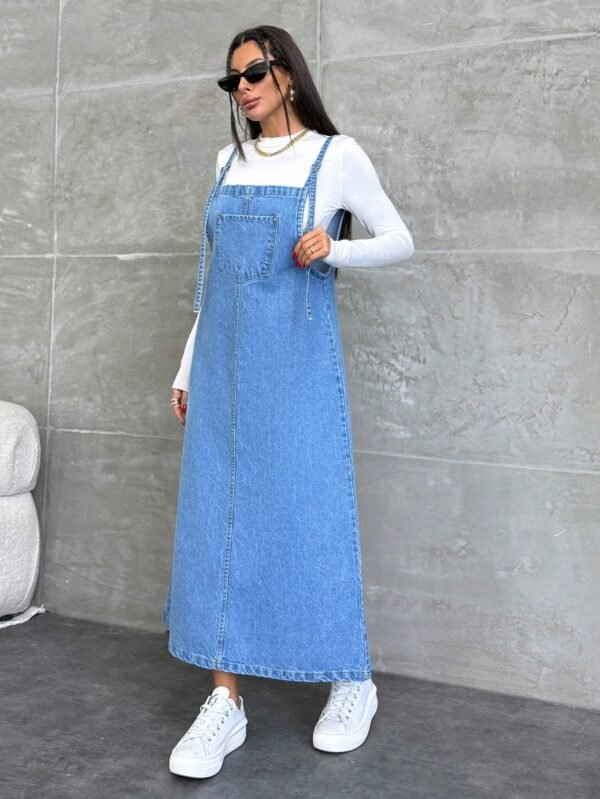SHEIN Robe en jean longue poches – Image 4