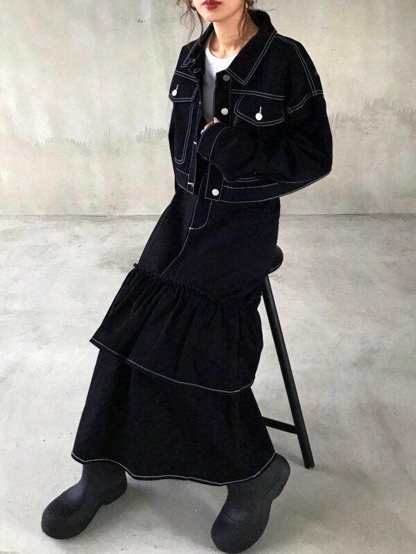 FRIFUL Ensemble jean veste jupe sirène – Image 3