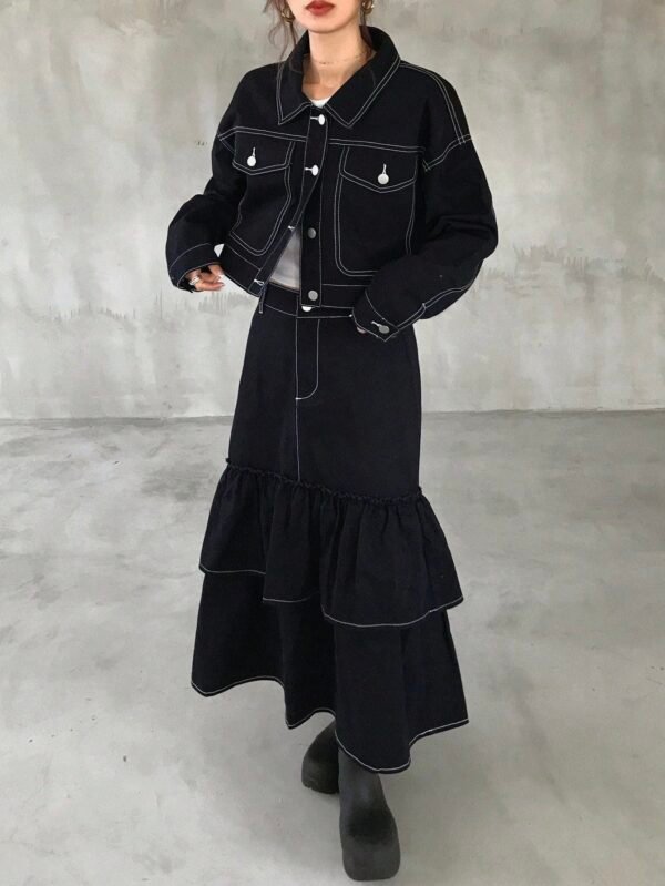 FRIFUL Ensemble jean veste jupe sirène – Image 4