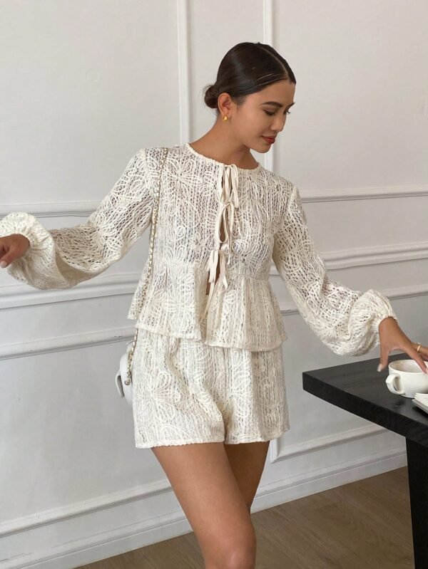 SHEIN Frenchy Ensemble blouse lanternes et short – Image 6