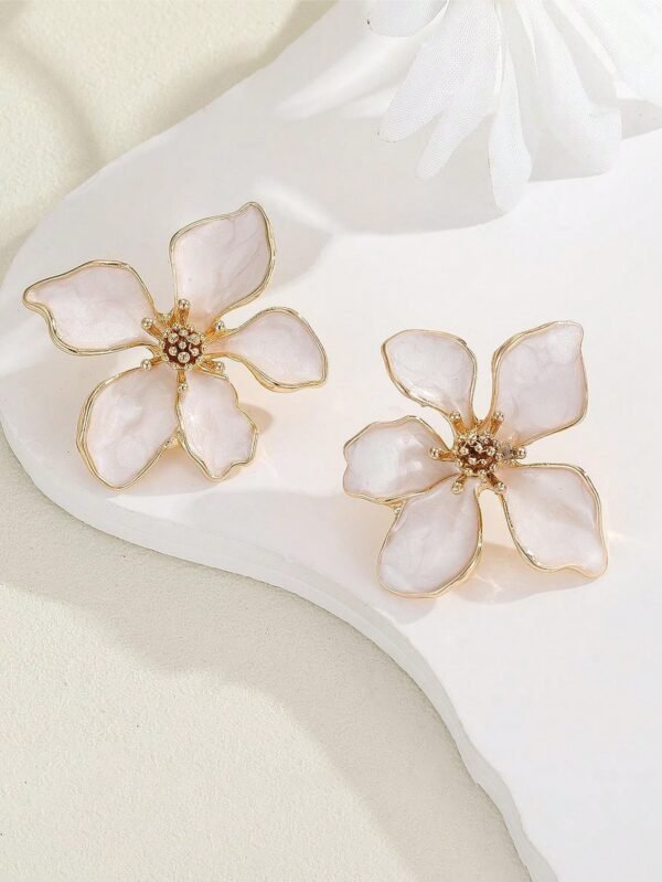 2 pièces boucles d'oreilles à fleurs roses rouges en goutte – Image 6