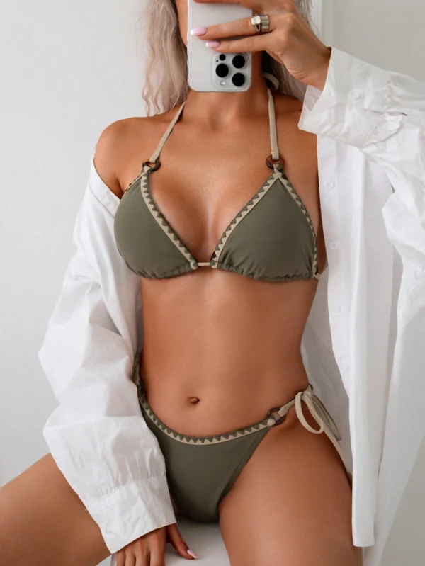 MaillotDe bain femme bordure coquille verte