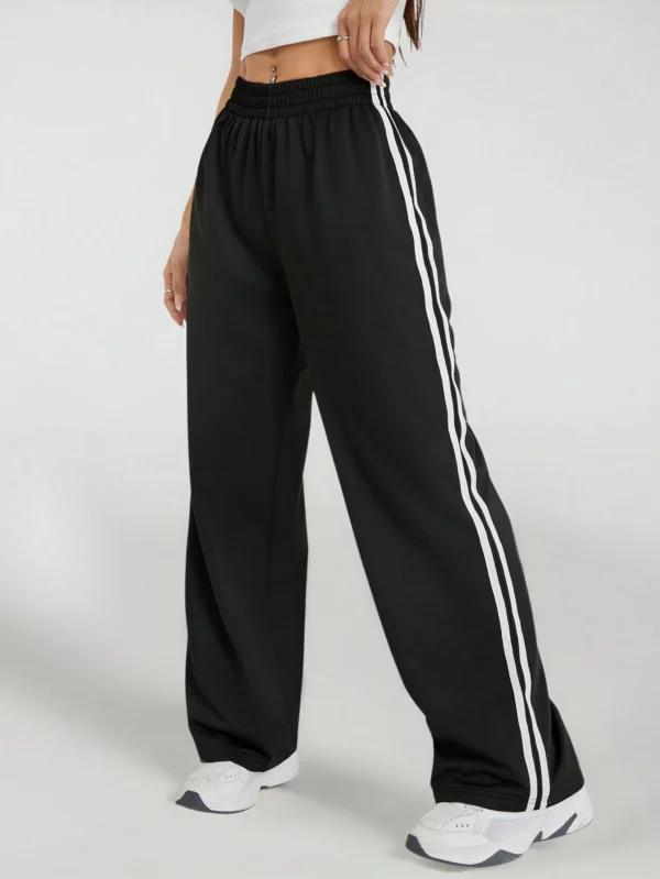 SHEIN PETITE Pantalon casual bandes latérales