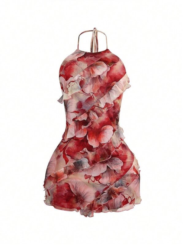 Robe mini sexy de fête avec volants aux hanches – Image 4